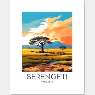 A Pop Art Travel Print of the Serengeti National Park - Tanzania Posters and Art